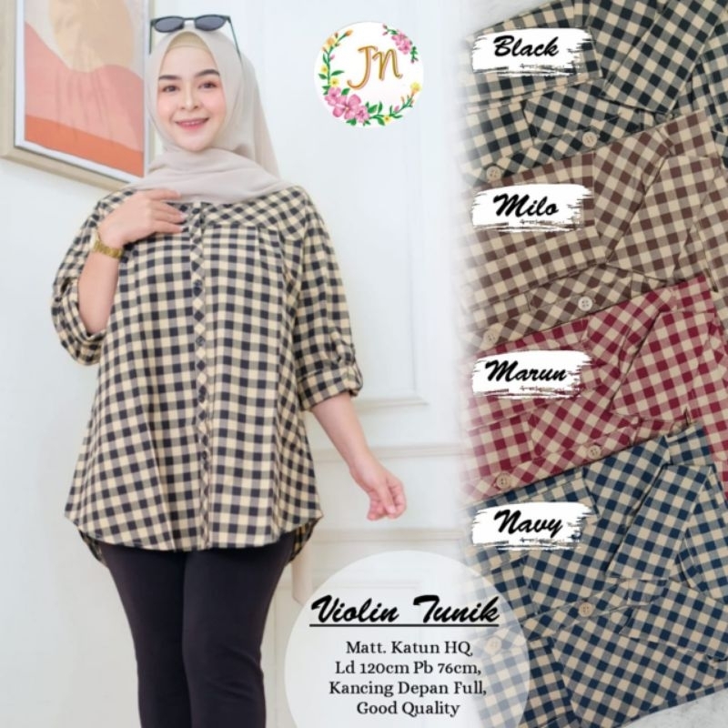 Tunik motif kotak jumbo, Tunik kotak, atasan cewek jumbo motif kotak, kemeja cewek jumbo, tunik cewe