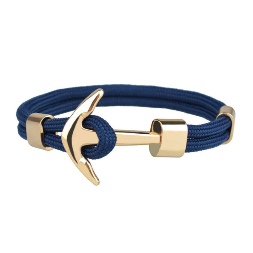 Gelang Pria Unisex Jangkar Lapisan Emas Perak / J. By Jee Basic Gold Silver Black Anchor Bracelet (B