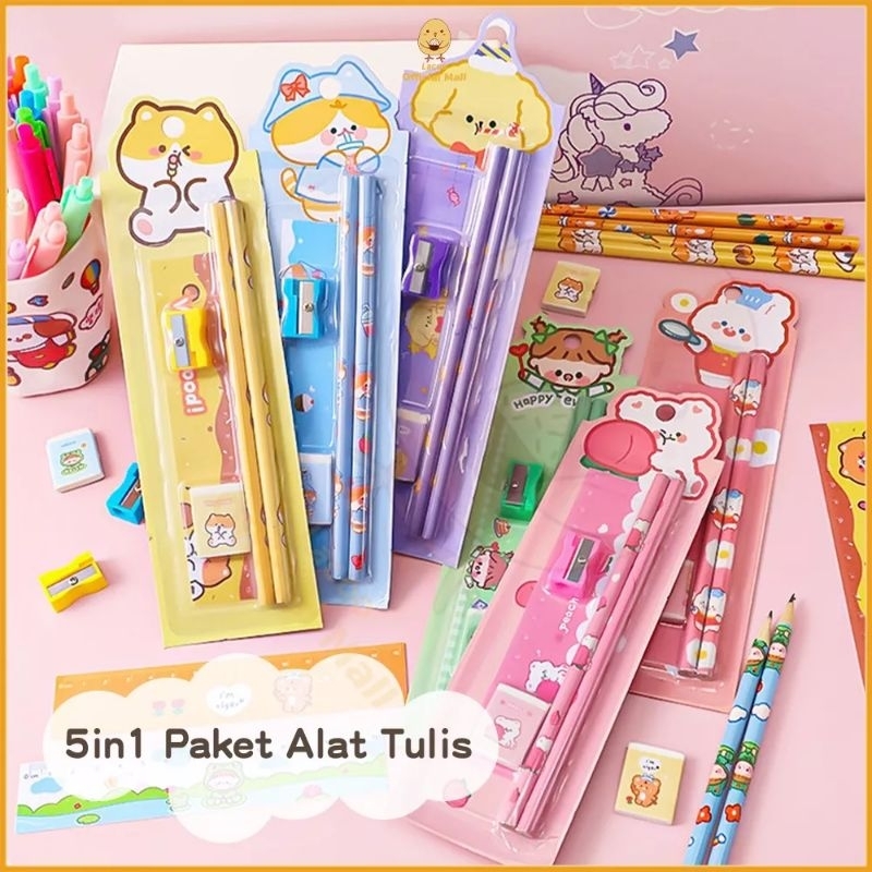 

LIOMART - Alat Tulis 1 Set 5 Pcs | Stationary Set 5 in 1 | Alat Tulis Lucu | Alat Tulis Sekolah | Alat Tulis Karakter | ATK Lucu Gemas