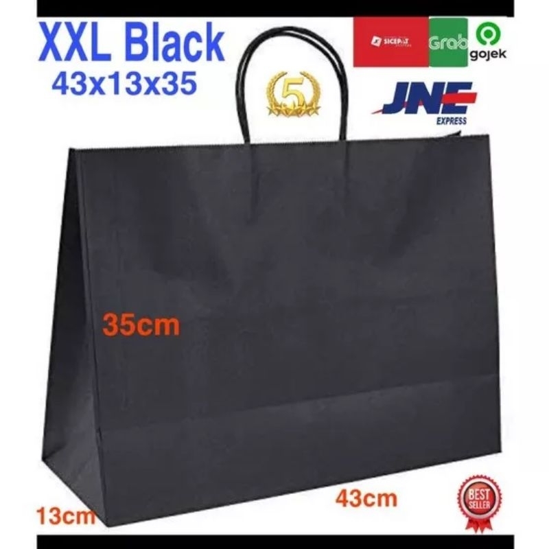 

PAPERBAG HITAM POLOS JUMBO UK XXL 43X13X35 / TAS KERTAS HITAM POLOS / TAS KERTAS POLOS / GOODIEBAG POLOS / PAPERBAG POLOS / PAPERBAG HITAM