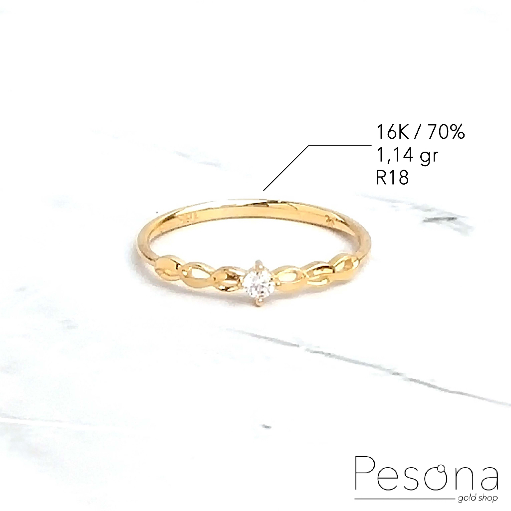 CINCIN EMAS KUNING MODEL SOLITAIRE R18 | 16K | 1,14 gram