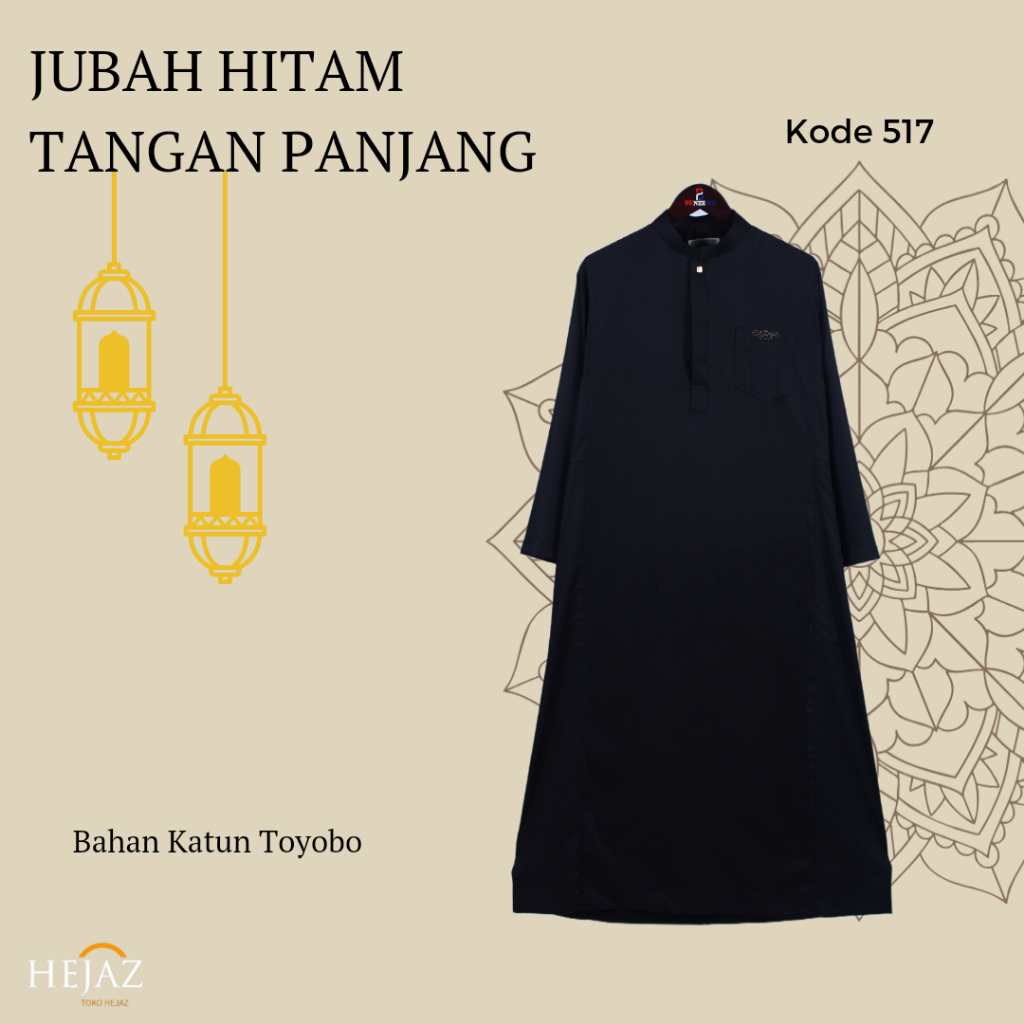 517 Jubah Gamis Pria / Jubah Hitam Benzema / Gamis Muslim Fashion / Jubah Laki Laki / Gamis Jubah To