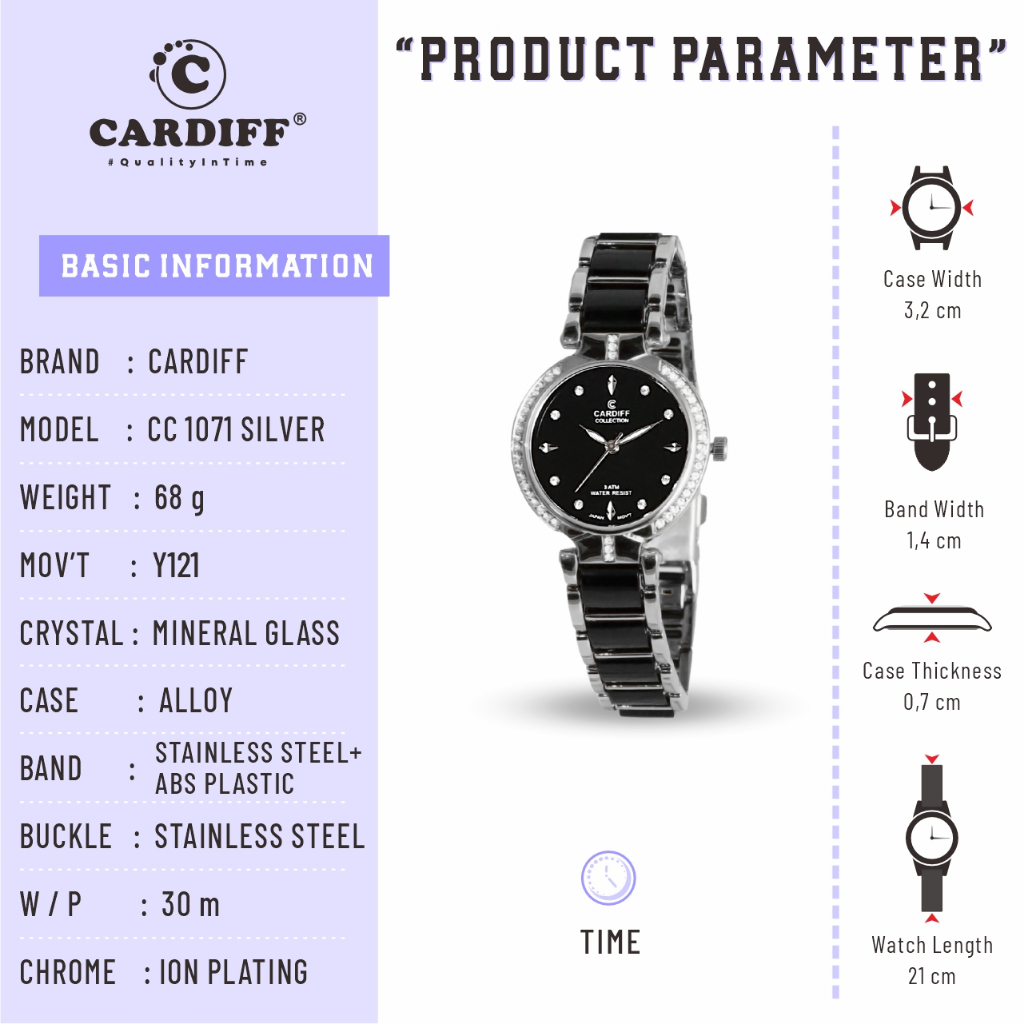 CARDIFF COLLECTION 1071 Polos Jam Tangan Kasual Wanita Water Resist