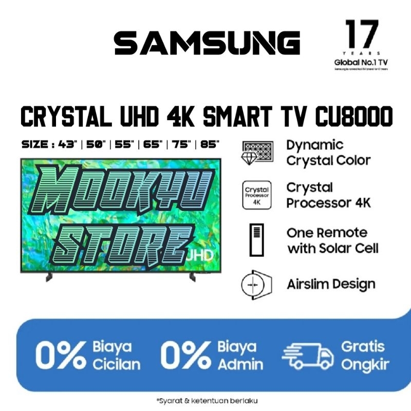 SAMSUNG LED UHD 4K SMART TV 55 inch UA55CU8000 | UA55CU8000KXXD | Crystal UHD 4K [2023/24]