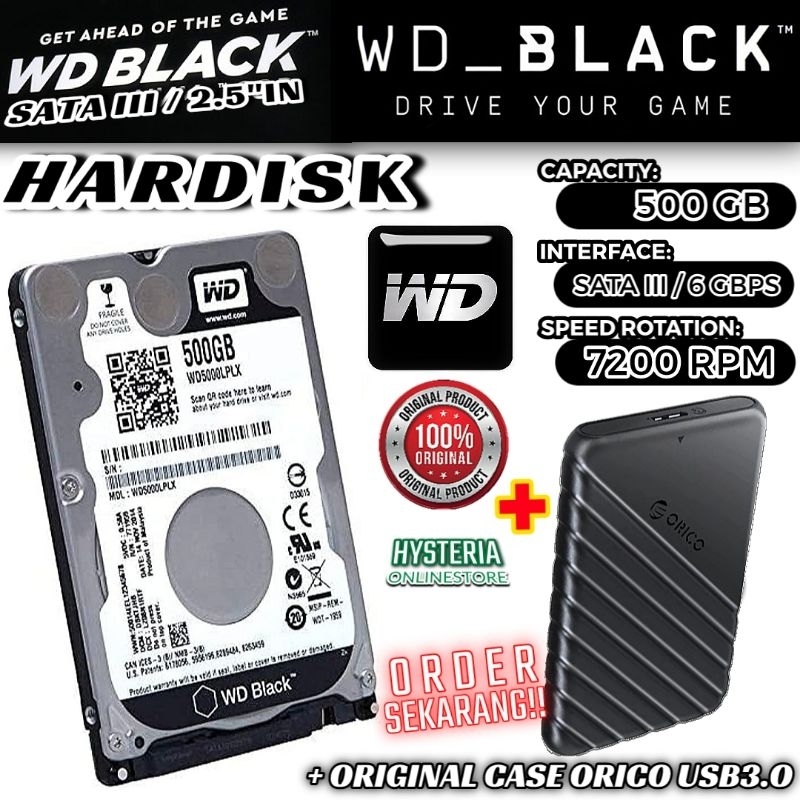 Hardisk External 500GB 7200RPM HD Portable WD BLACK 500GB Garansi