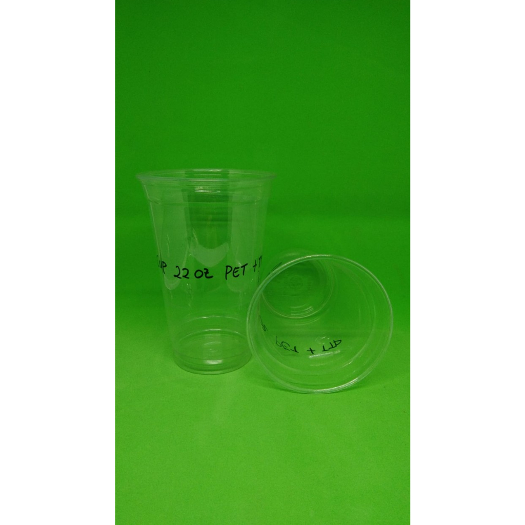 GELAS PLASTIK 22 OZ PET + TUTUP / CUP 22 OZ PET + TUTUP @50 PCS