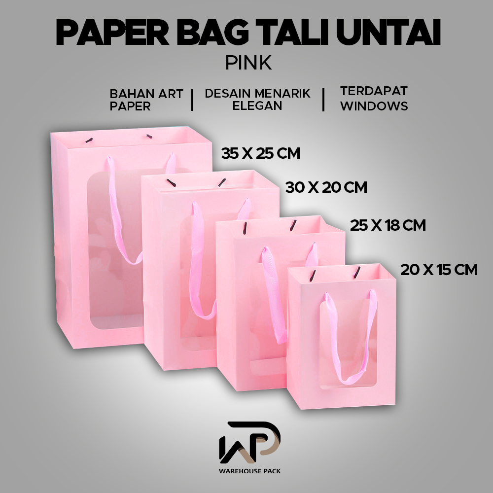 

Paper Bag Tali Untai Pink | Paper Bag Kado Warna Pink |PaperBag Mika Hampers Souvenir Ulang Tahun|Tas Belanja Warna Coklat Kraft |Tas Kado Souvenir
