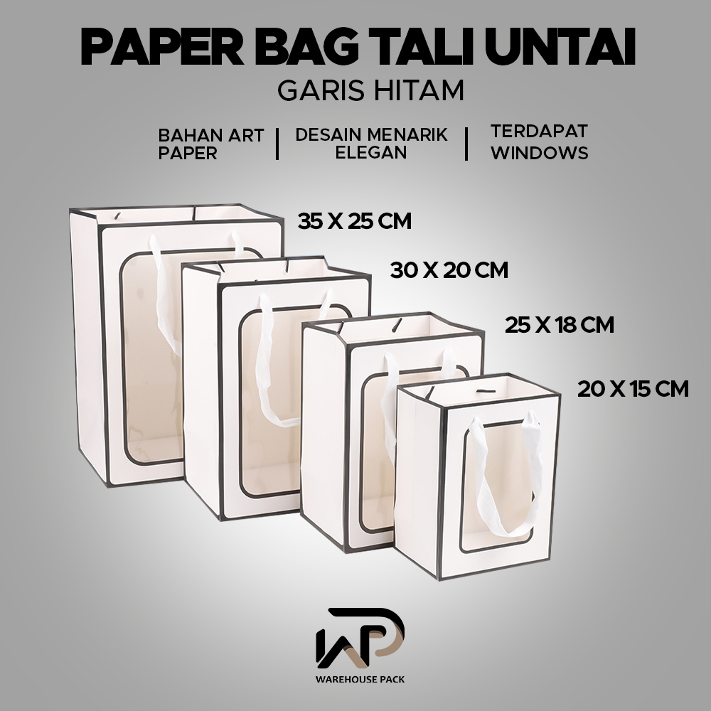 

Paper Bag Tali Untai Garis Hitam | Paper Bag Kado Warna Garis Hitam | PaperBag Mika Hampers Souvenir Ulang Tahun | Tas Belanja Warna Coklat Kraft |Tas Kado Souvenir