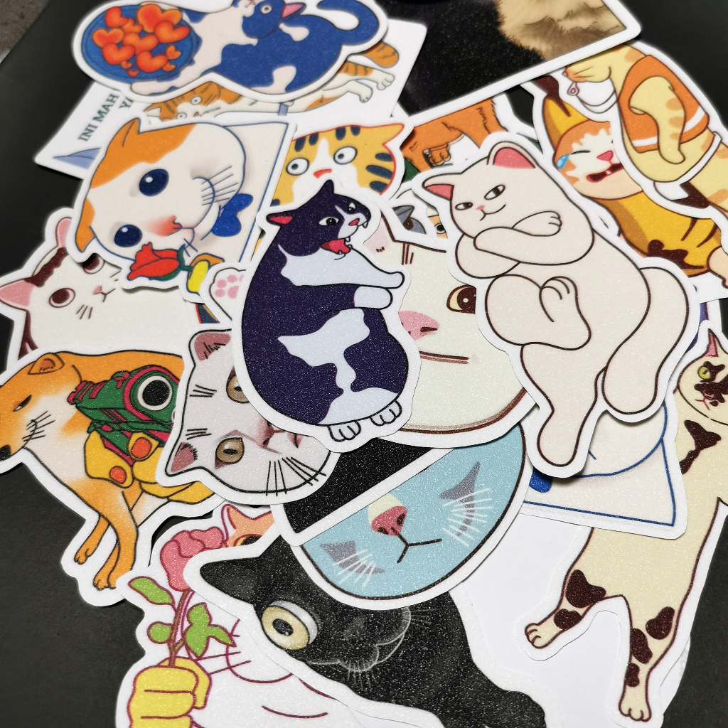 

Stiker Kucing Lucu part 1 Meme Black Cat Laminasi Glitter