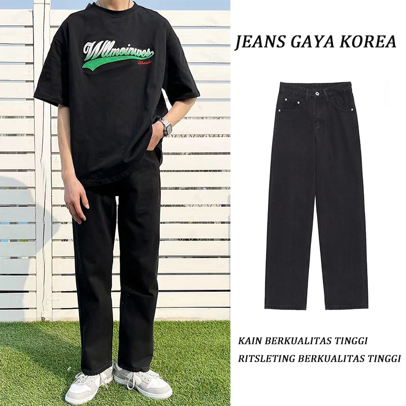 celana korean style pria celana hip hop overall jeans loose jeans celana jeans pria celana jeans hig