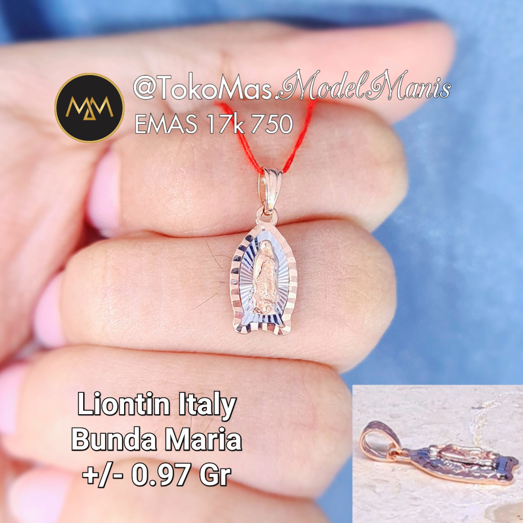 Liontin Bunda Maria Emas Italy Rosegold 750 kadar 17k