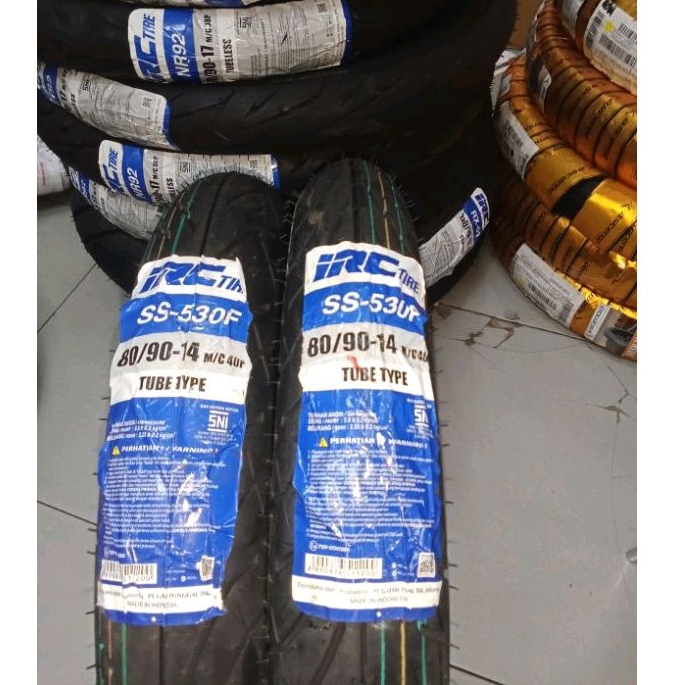 BAN DEPAN BELAKANG IRC SS 530F UK.80/90-14 NON TUBLESS UNTUK MOTOR MIO J, SOUL GT, BEAT,VARIO,SCOOPY