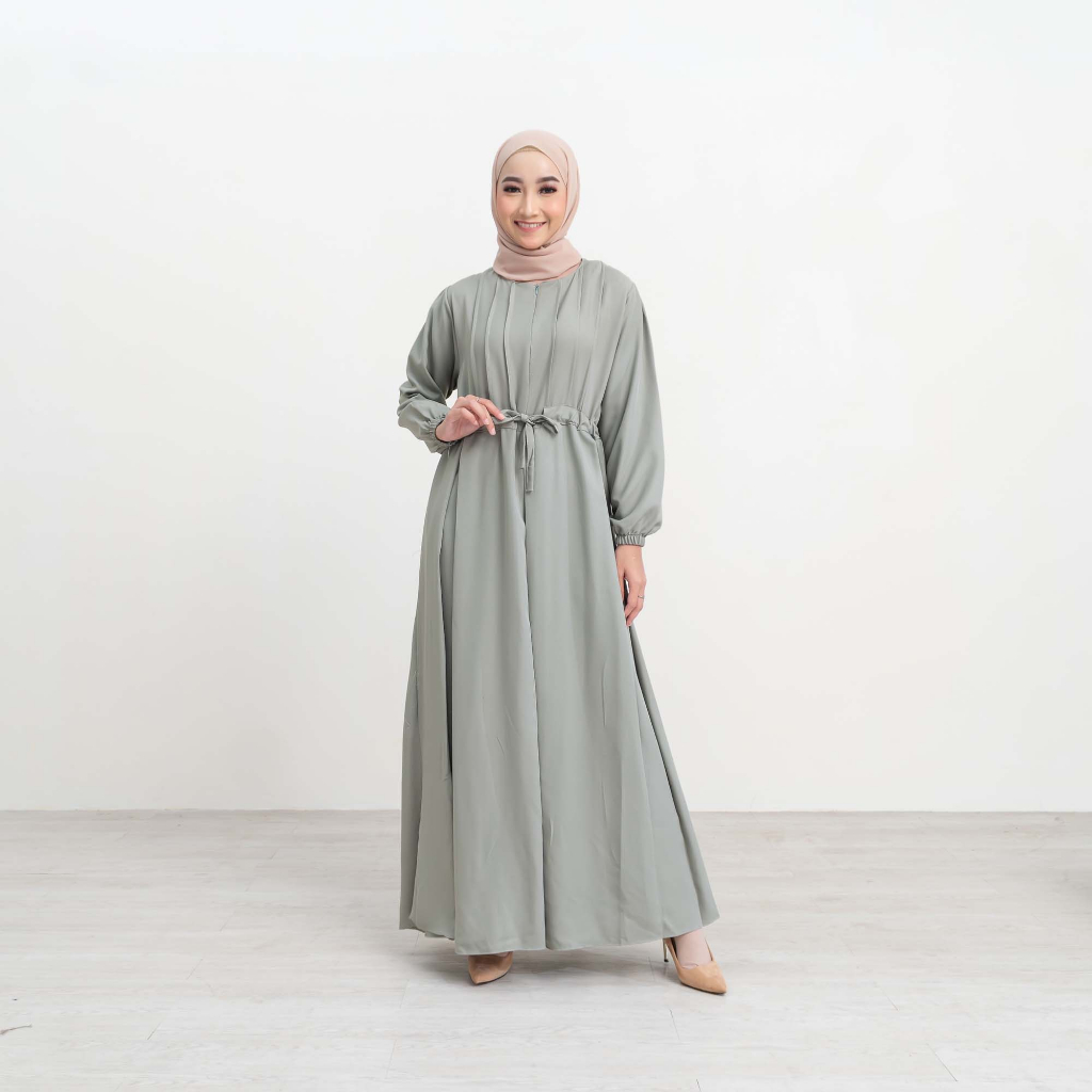Melia Dress 2 OOTD Kondangan Daily Casual Hangout Korean Style Gamis Polos Jumbo Size S M L XL-6