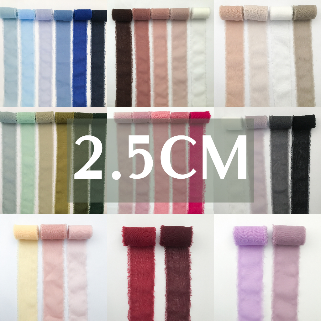 

(2.5cm) Pita Sifon / Chiffon Ribbon Undangan Wedding Stationary Hampers Undangan Bouquet