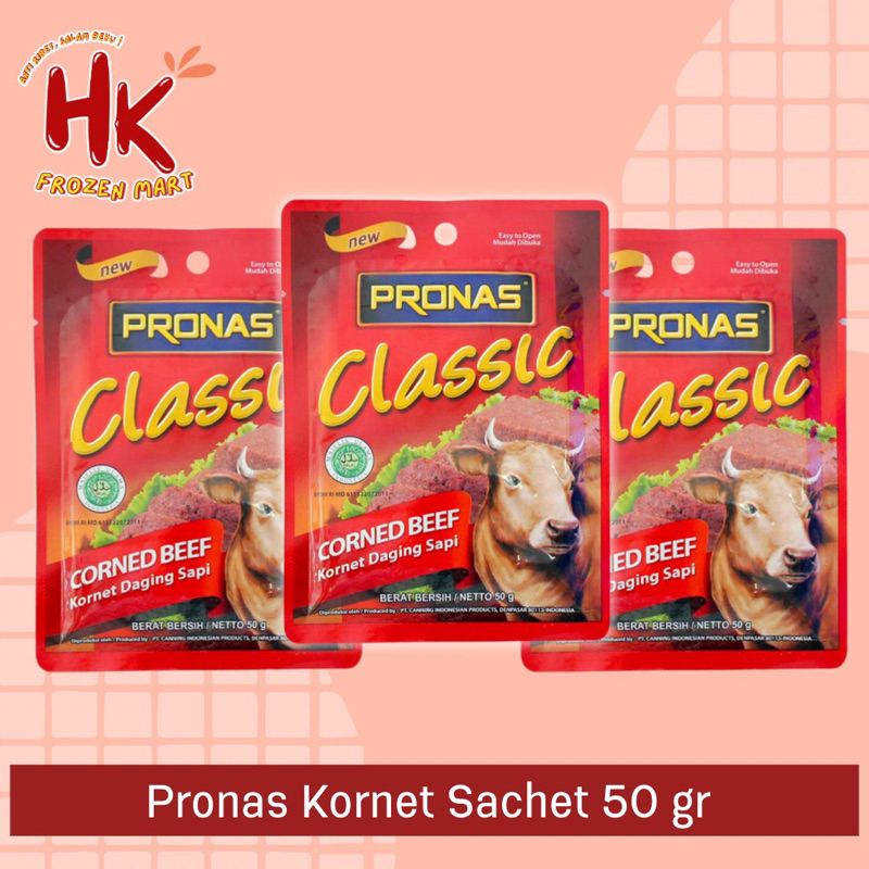 

Pronas Kornet Sapi sachet 50gr | corned beef praktis mini HK FROZEN MART