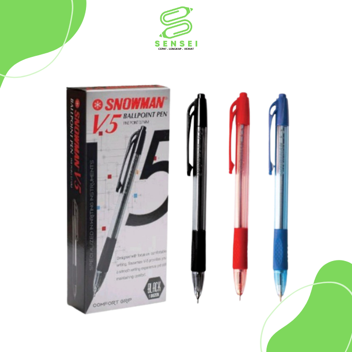 

1 Pcs Bolpoin Snowman V5 Pulpen Pena Hitam Merah Biru