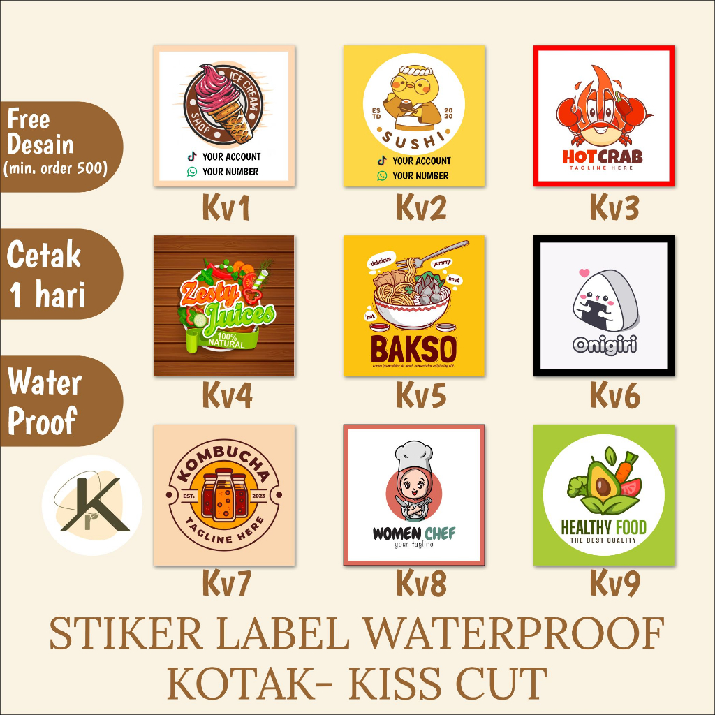 STIKER LABEL CUSTOM WATERPROOF VINYL | LABEL MAKANAN MINUMAN | Cetak Stiker Logo | Toples Kue Botol 