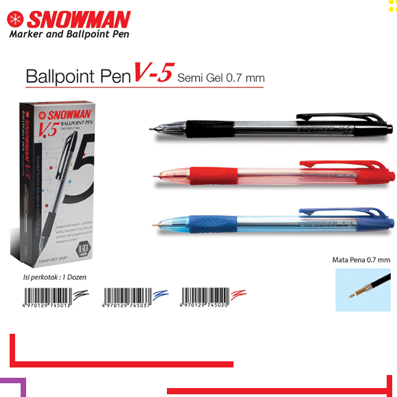 

Pulpen / PEN SNOWMAN V5 0.7MM