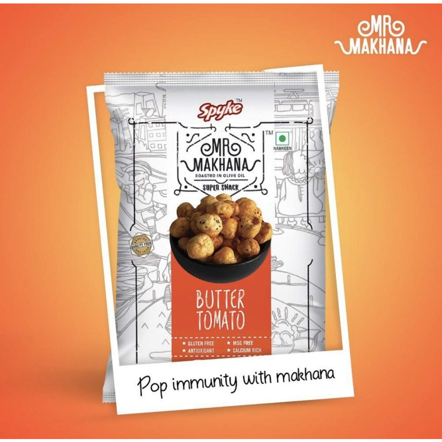 

Snack MR MAKHANA BUTTER TOMATO 75G / Popped Lotus Seeds / Biji Teratai