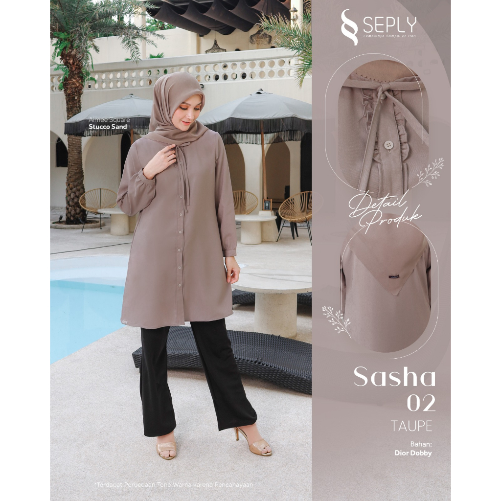 TUNIK SEPLY SASHA 02 TAUPE, GREY DAILY WEAR, TUNIK, KASUAL DRESS SANTAI DAN RESMI