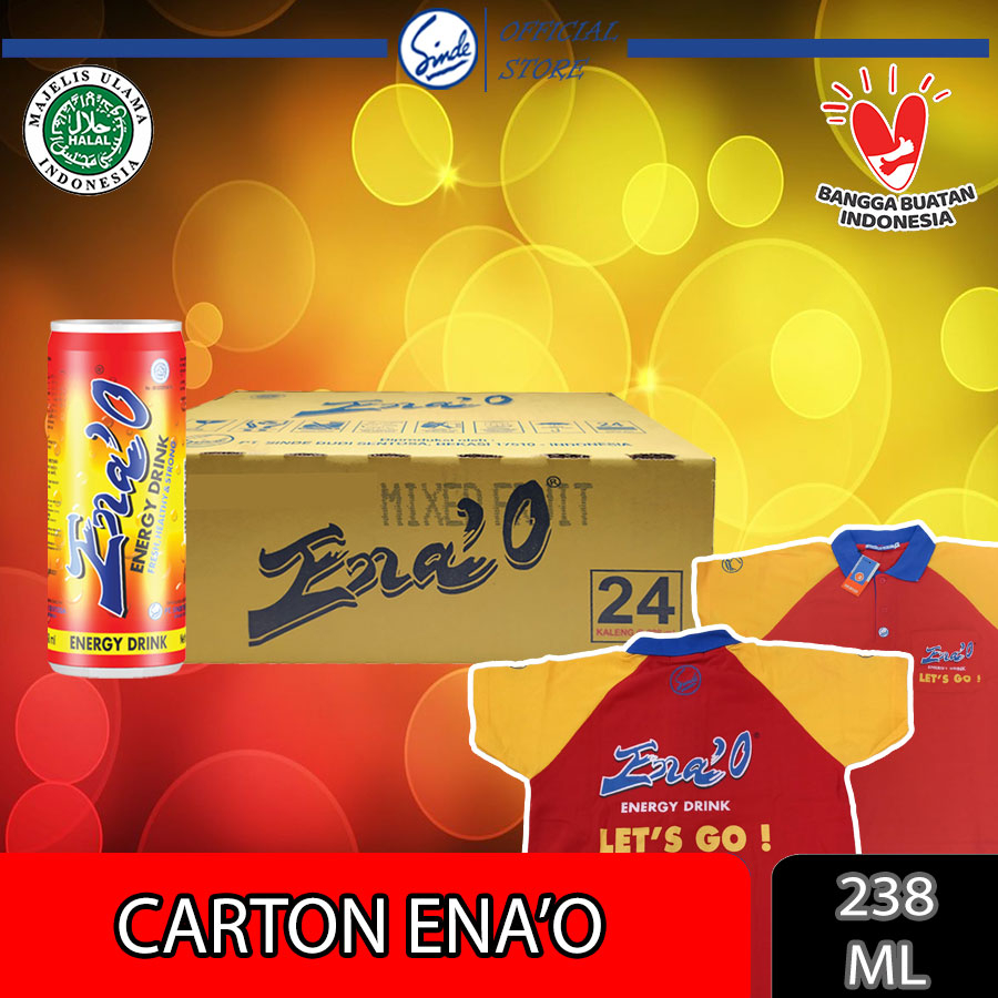 

1 Karton Ena'o Slim 238Ml Energy Drink Kaleng + Kaos Ena'o