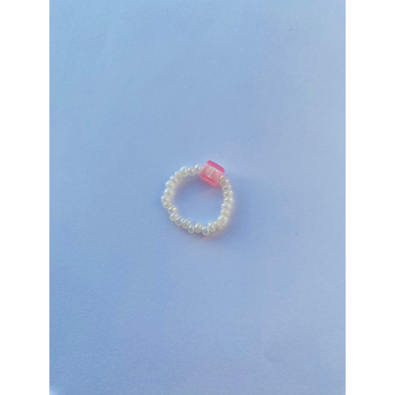 Cincin Manik/Beads Ring Tali Elastis (Series Huruf)