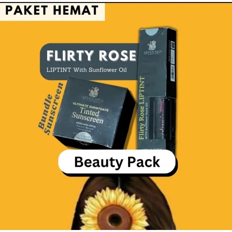 PAKET COMBO FLIRTY ROSE LIPTINT +  SUNSCREEN TINTED BY AKVEN ORIGINAL