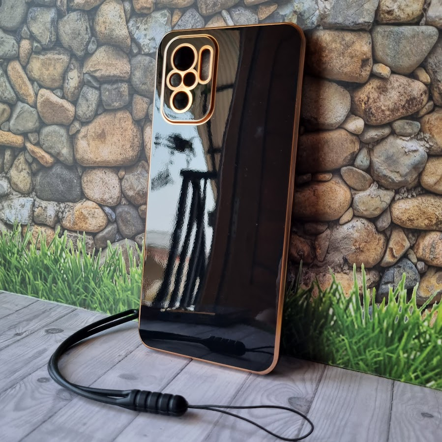 Soft Case Redmi Note 10 Note 10s Casing Luxury Elektro Plating Free Tali Strap