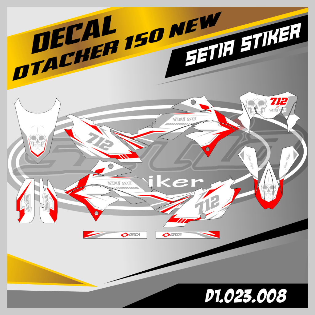 DECAL DTRACKER 150 NEW, MERAH PUTIH, SUPERMOTO, TRAIL, DESAIN BEBAS CUSTOM BARU (D1.023.008)