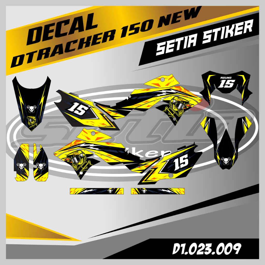 DECAL DTRACKER 150 NEW, KUNING SUPERMOTO, TRAIL, DESAIN BEBAS CUSTOM BARU (D1.023.009)