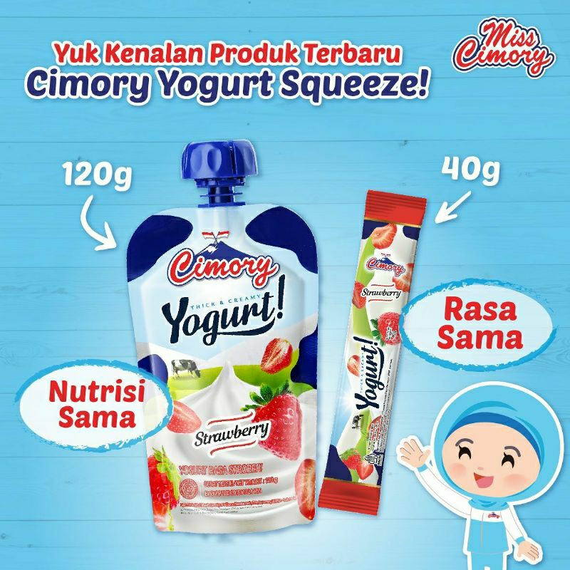 

Cimory yogurt stik 40gram 1dus brown sugar/blueberry/strawberry/original/mangga/mix isi 100pcs