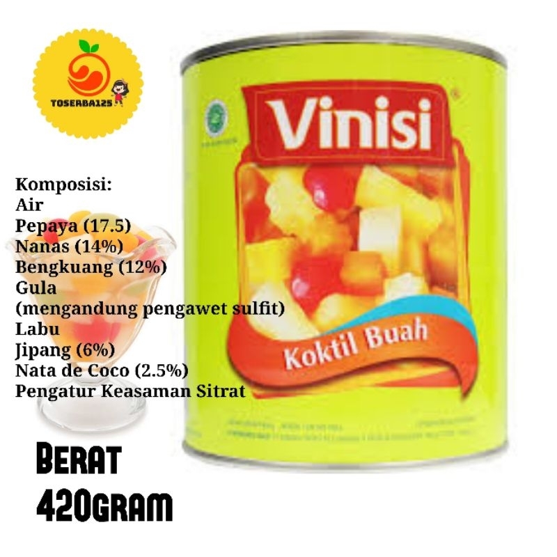 

Buah coctail buah kaleng vinisil 420gram - TOSERBA125