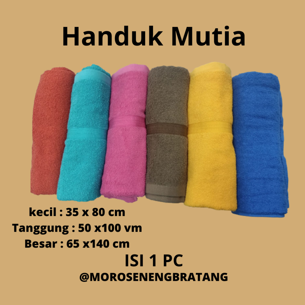 HANDUK mandi polos MUTIA kecil tanggung besar