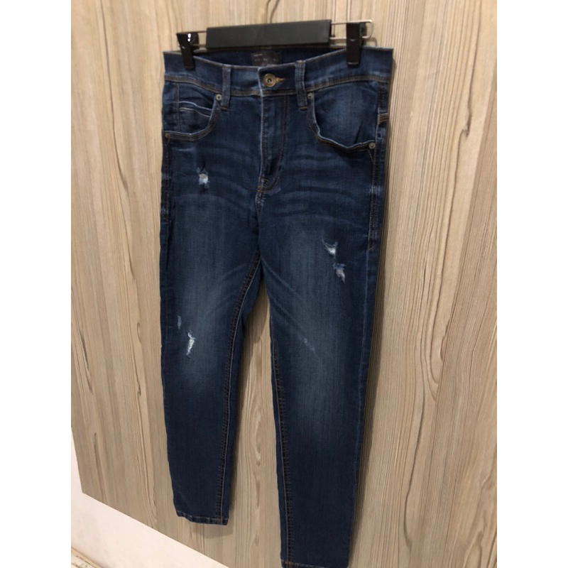 SOLD OUT❌ zara man jeans blue denim navy ripped sobek celana panjang pria seken