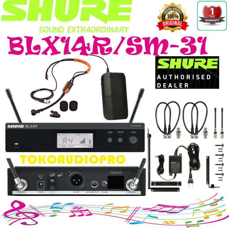 Mic Wireless Shure BLX14R/SM31 Wireless Headset Original Microphone
