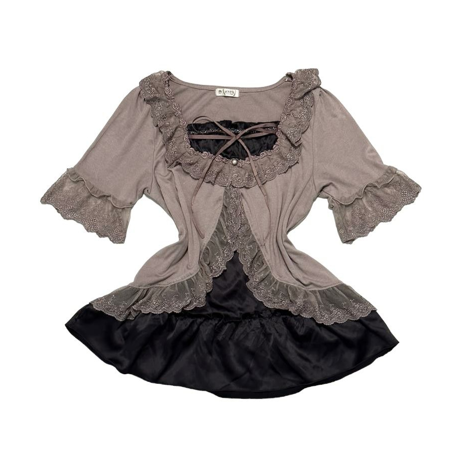 Axes Femme Ruffle Coquette Split Top Bohemian Fairycore | Tinkerbell fairy gardenia etnik boho ribbo