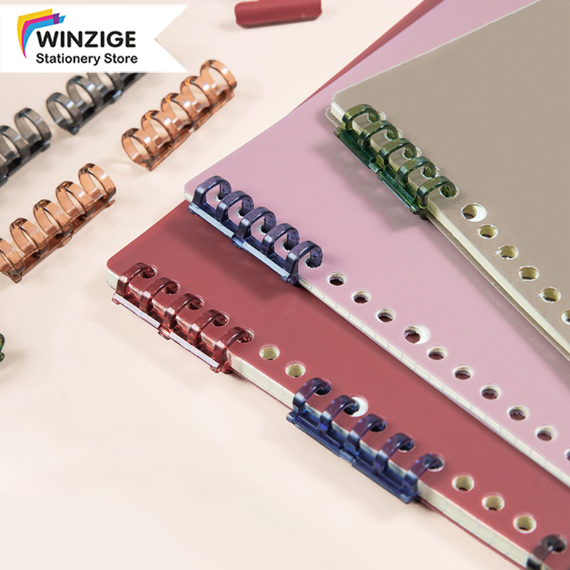 

Winzige Set 5 DIY Binding Ring Binder Transparan Spiral 4 Lubang Untuk Loose-leaf paper