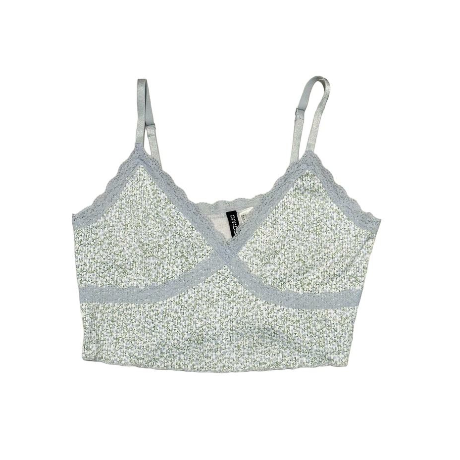 H&M Pointelle Floral Lace Bustier Crop Tanktop | croptop ruffle cangsut tank buntung tengtop Camisol