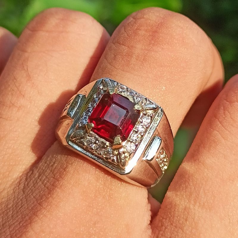 Natural red Garnet cutting Octagon kotak size kantoran