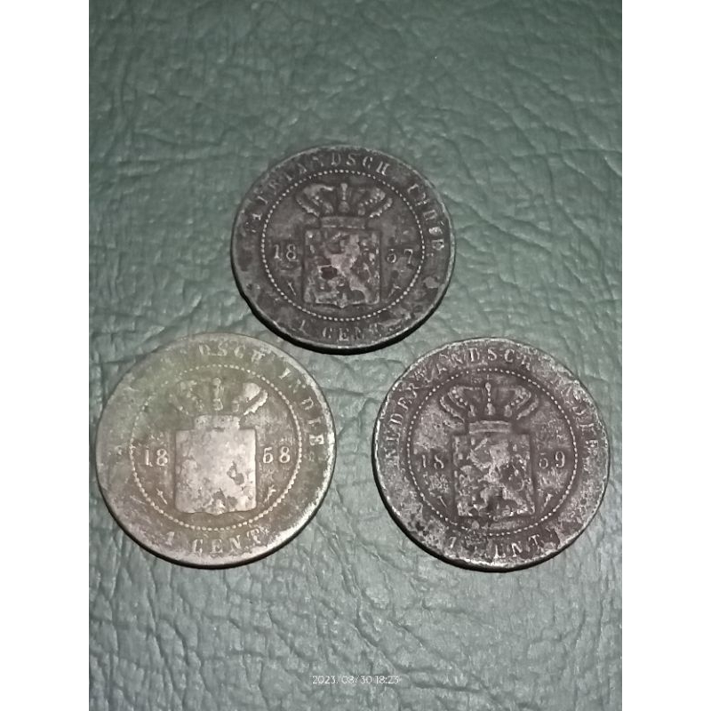 3 keping 1 cent ned indie 1857,58,59