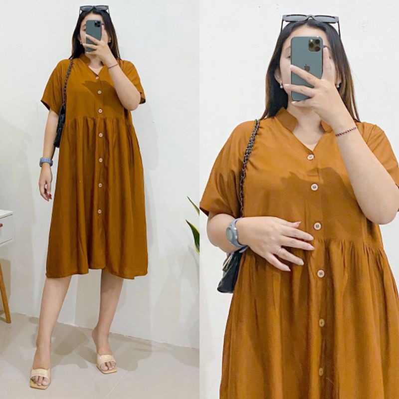 Dress full kancing /Homedress Rayon Busui /Homedress Rayon Polos/ Daster Busui Full Kancing Aktif /D