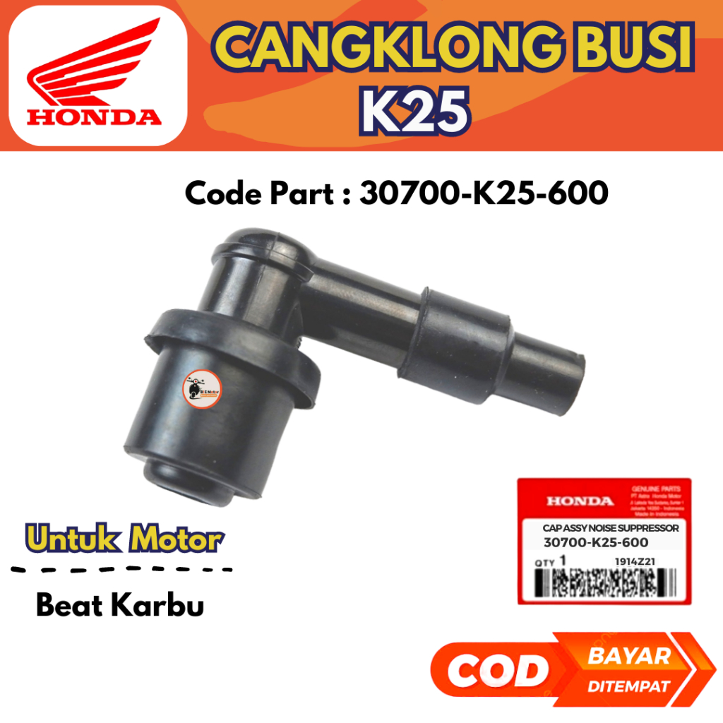 Cangklong Busi Beat Karbu Tutup Busi Kode 30700-K25-600