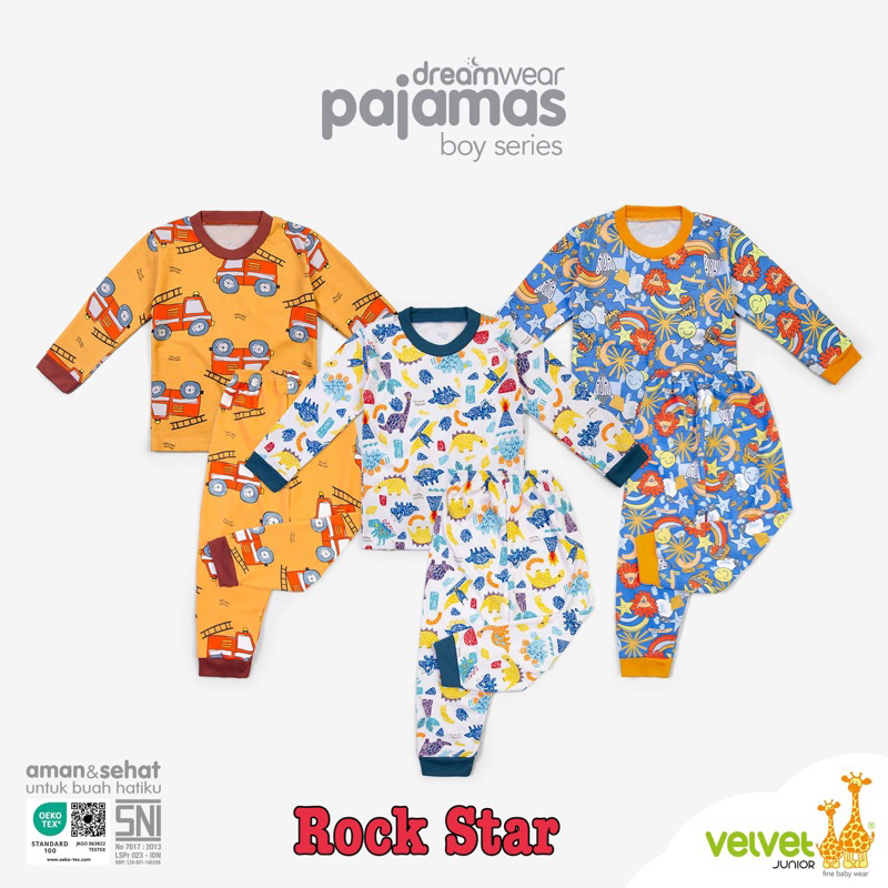 Piyama Velvet Junior Big Size Dreamwear Anak / Baju Tidur Setelan Panjang motif laki laki Baby Boy