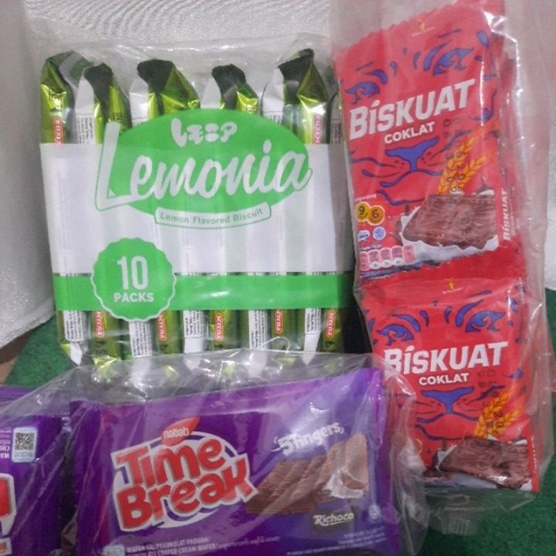 

Lemonia biskuit lemon, Biskuat cokelat, Nabati time break, Nextar Noir