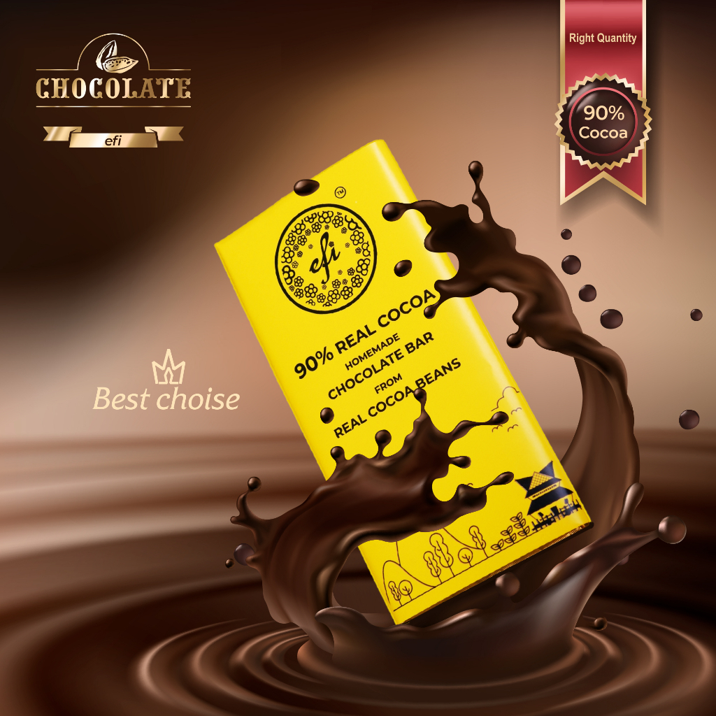 

QH Healthy Chocolate Efi Dark Chocolate 72%, 90%, 98% Cocoa 45gr Coklat Murni 100% Kakao Butter