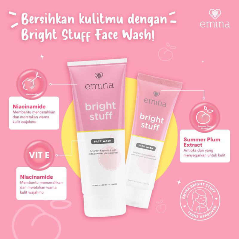 SABUN CUCI MUKA EMINA KULIT NORMAL SABUN EMINA ACNE FACIAL WASH EMINA BRIGHTENING BRIGHT STUFF