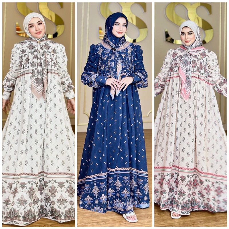 SS216 dress gamis mewah dengan hijab ori SS by SHELLASAUKIA