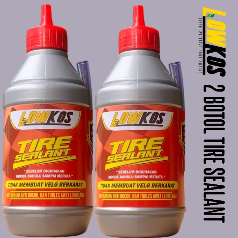 Paket 2 Botol LOWKOS Cairan Tubeless Motor Mobil anti bocor @350ml - Cairan tubles anti ranjau paku