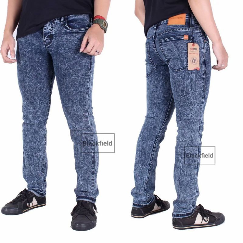 Celana jeans sandwash pria slim fit jeans original
