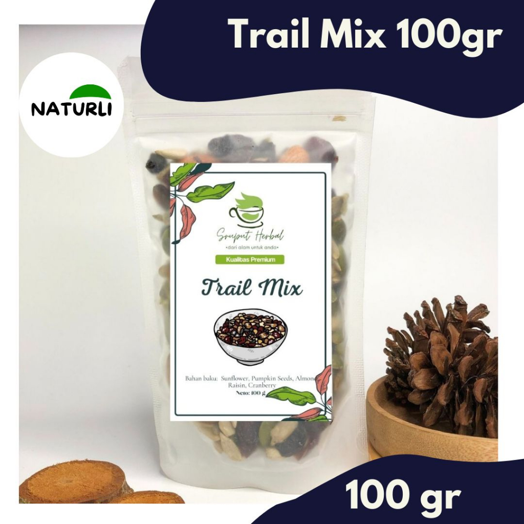 

100gr Trail Mix - Sunflower Pumpkin Seeds Almond Raisin Cranberry - Premium Berkualitas Naturli
